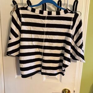 Pilcro Black and White Striped Short Sleeve Top